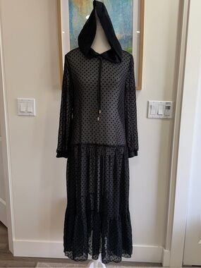 zara sheer black polka dot dress Ebay Ruffled Dress Polka Dot Satin Dress Zara ZARA POLKA DOT Dress Black  White Semi Sheer